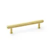 128mm Alexander and Wilks Crispin Knurled T-bar Cupboard Pull Handle - Satin Brass PVD - 1