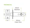 64mm Heavy Duty Tubular Deadbolt - Matt Black - 2