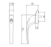 15mm Inline Espag Window handle White - 2