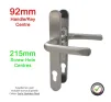 215mm 2 Screw Centres Door Handle. 92mm PZ. Satin Stainless Steel - 1