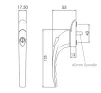40mm Inline Espag Window handle CP - 2