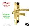 215mm 2 Screw Centres Door Handle. 92mm PZ. Polished Gold - 1