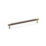 224mm Alexander and Wilks Brunel Knurled T-Bar Cupboard Pull Handle - Antique Brass