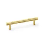 128mm Alexander and Wilks Crispin Knurled T-bar Cupboard Pull Handle - Satin Brass PVD