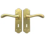 Valletta Lever on plate Door Handles Satin/Polished Brass