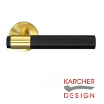 STUDIO SELECT ER90B2 Lever on Round Rose Door Handles - Karcher Satin Brass / Cosmos Black