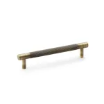 128mm Alexander and Wilks Brunel Knurled T-Bar Cupboard Pull Handle - Antique Brass