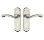 Valletta Lever on plate Door Handles Satin Nickel - Lock