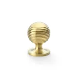 32mm Alexander and Wilks Caesar Cupboard Knob on Round Rose - Satin Brass PVD