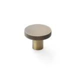 38mm Alexander and Wilks Hanover Knurled Circular Cupboard Knob - Antique Brass