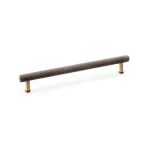 224mm Alexander and Wilks Crispin Knurled T-bar Cupboard Pull Handle - Antique Brass