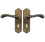Valletta Lever on plate Door Handles Mahogany - Lock