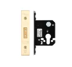 64mm (2 ½") Euro Profile Mortice Deadlock - PVD Brass