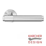 STUDIO SELECT ER90B Lever on Round Rose Door Handles - Karcher Satin Stainless Steel