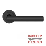 Rhodos Lever on Round Rose Door Handles - Karcher Cosmos Black