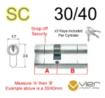 30/40 Euro Profile Double Cylinder  - SC - Keyed to Differ