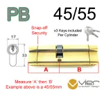 45/55 Euro Profile Double Cylinder  - PB Keyed to Differ