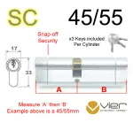 45/55 Euro Profile Double Cylinder  - SC - Keyed to Differ