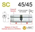 45/45 Euro Profile Double Cylinder  - SC - Keyed to Differ