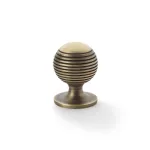 32mm Alexander and Wilks Caesar Cupboard Knob on Round Rose - Antique Brass