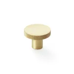 38mm Alexander and Wilks Hanover Knurled Circular Cupboard Knob - Satin Brass