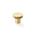 30mm Alexander and Wilks Hanover Knurled Circular Cupboard Knob - Satin Brass
