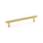 160mm Alexander and Wilks Crispin Knurled T-bar Cupboard Pull Handle - Satin Brass PVD