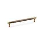 160mm Alexander and Wilks Brunel Knurled T-Bar Cupboard Pull Handle - Antique Brass