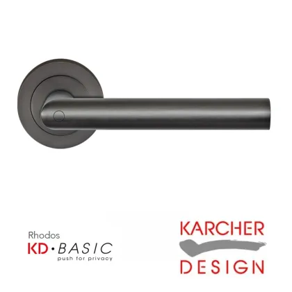 KD BASIC - Rhodos Lever on Rose Door Handles - Karcher Titanium Grey