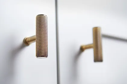 Alexander and Wilks Crispin Knurled T-bar Cupboard Knob - Antique Brass