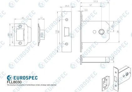 EuroSpec 76mm Heavy Duty Flat Latch - Satin Chrome