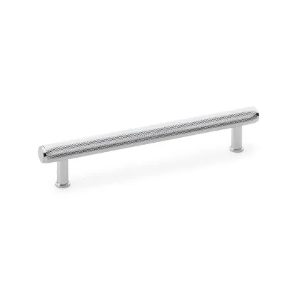 160mm Alexander and Wilks Crispin Knurled T-bar Cupboard Pull Handle - Polished Chrome