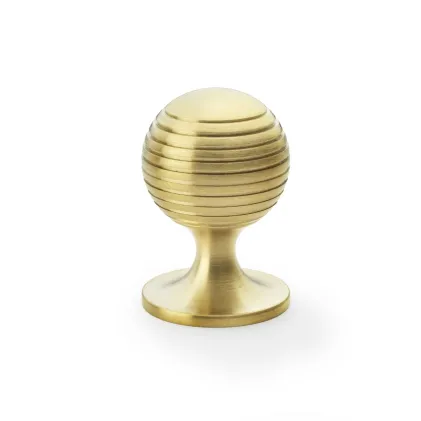 38mm Alexander and Wilks Caesar Cupboard Knob on Round Rose - Satin Brass PVD