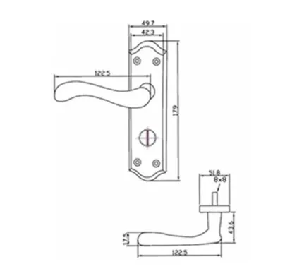 Valletta Lever on plate Door Handles Satin/Polished Brass - WC