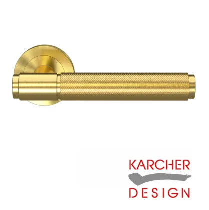STUDIO SELECT ER90B Lever on Round Rose Door Handles - Karcher Satin Brass