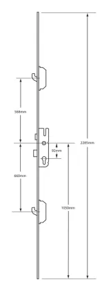 GU 2 Hook Rhino Bolt 16mm Plate Width Multipoint Lock