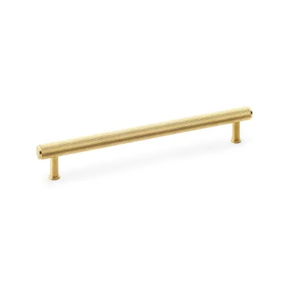 224mm Alexander and Wilks Crispin Knurled T-bar Cupboard Pull Handle - Satin Brass PVD