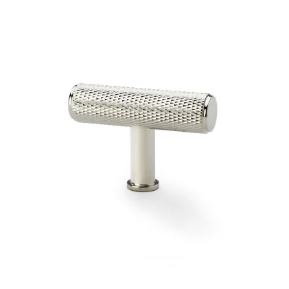 Alexander and Wilks Crispin Knurled T-bar Cupboard Knob - Polished Nickel