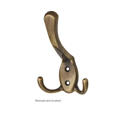 Triple Hat & Coat Hook - Bronzed and brushed