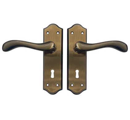 Valletta Lever on plate Door Handles Mahogany - Lock