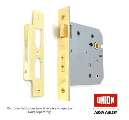 Union Heavy Duty Bathroom Lock 103mm (4") - Polished Brass
