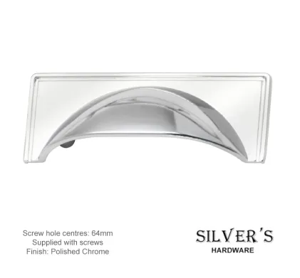 Rioghal 64mm C/C Cabinet Drawer Pull Polished Chrome
