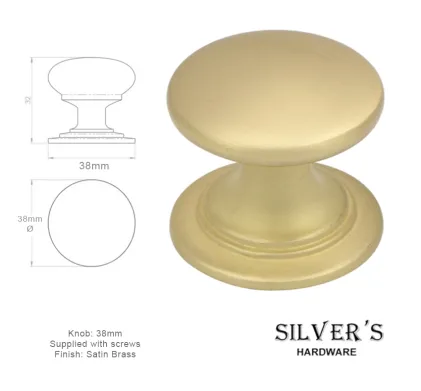 38mm Rioghal Cabinet door knob - Satin Brass