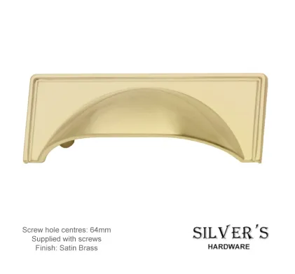 Rioghal 64mm C/C Cabinet Drawer Pull Satin Brass