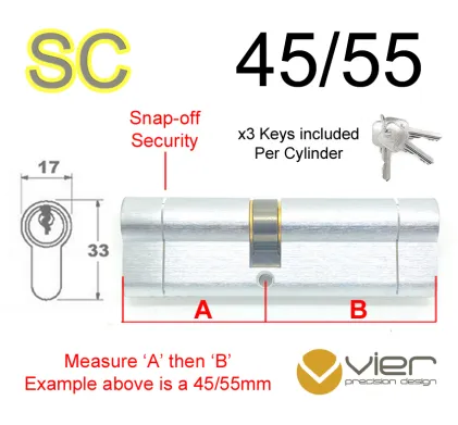 45/55 Euro Profile Double Cylinder  - SC - Keyed to Differ