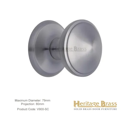 Heritage Brass Round Centre Door Knob Satin Chrome