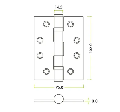 Ball Bearing Hinge Polished Chrome (4x3)