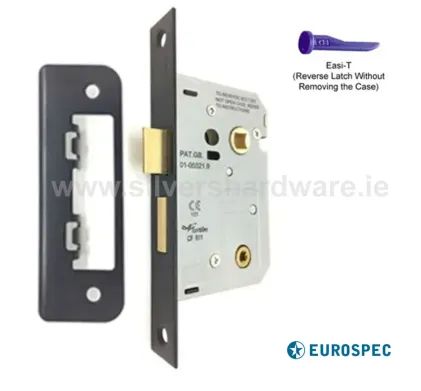64mm (2 &frac12;") Residential Bathroom Lock- Matt Black