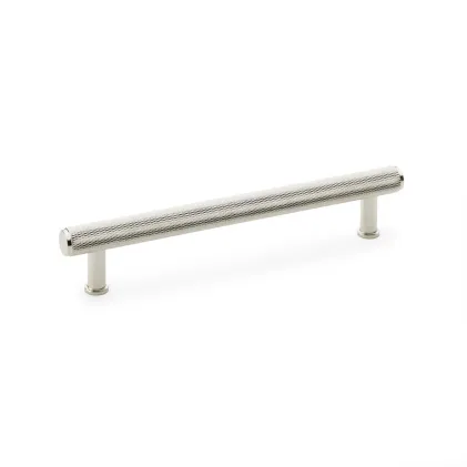 160mm Alexander and Wilks Crispin Knurled T-bar Cupboard Pull Handle - Polished Nickel