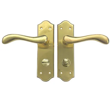 Valletta Lever on plate Door Handles Satin/Polished Brass - WC